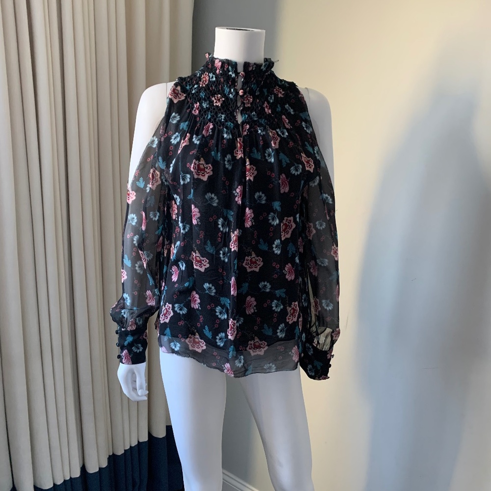 Intermix Floral Print Cold Shoulder Blouse - Size P